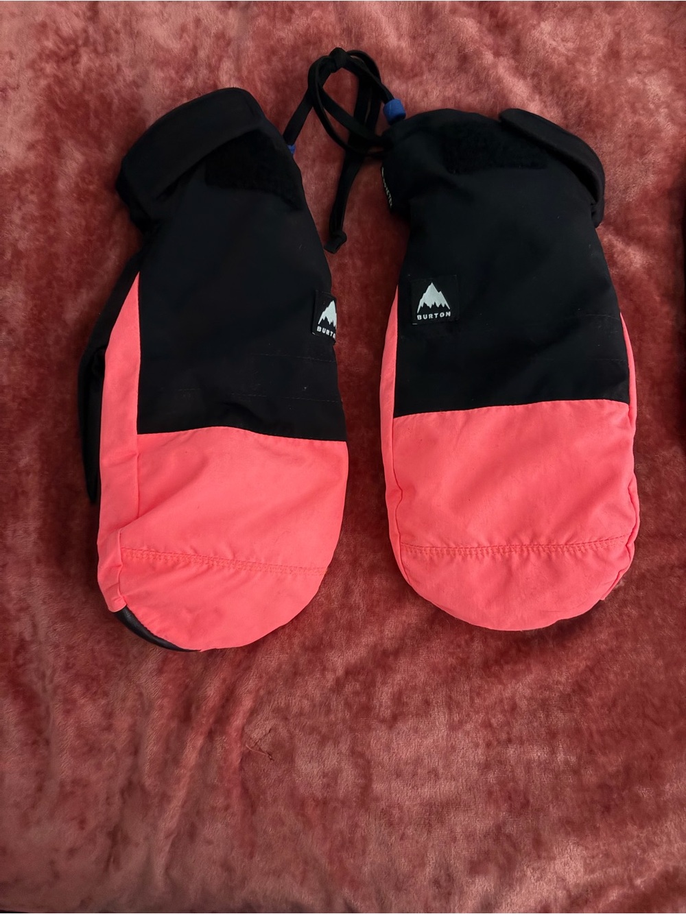Burton Black and Coral Snow Mittens